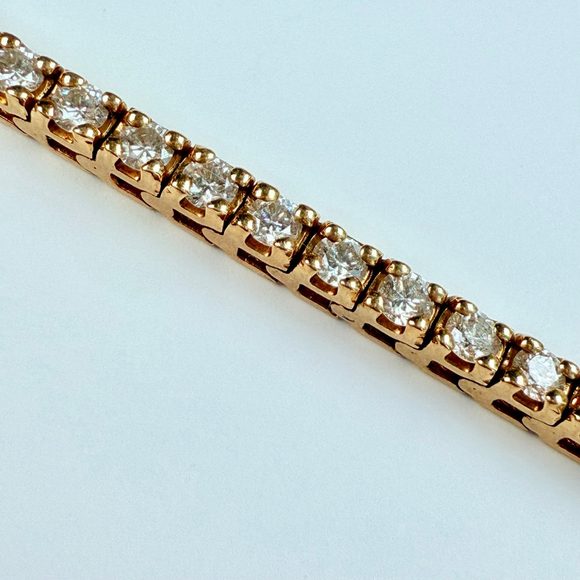 Estate 14K Solid Yellow Gold 3.75 TCW Natural Diamond 3mm Tennis Bracelet - Picture 10 of 12